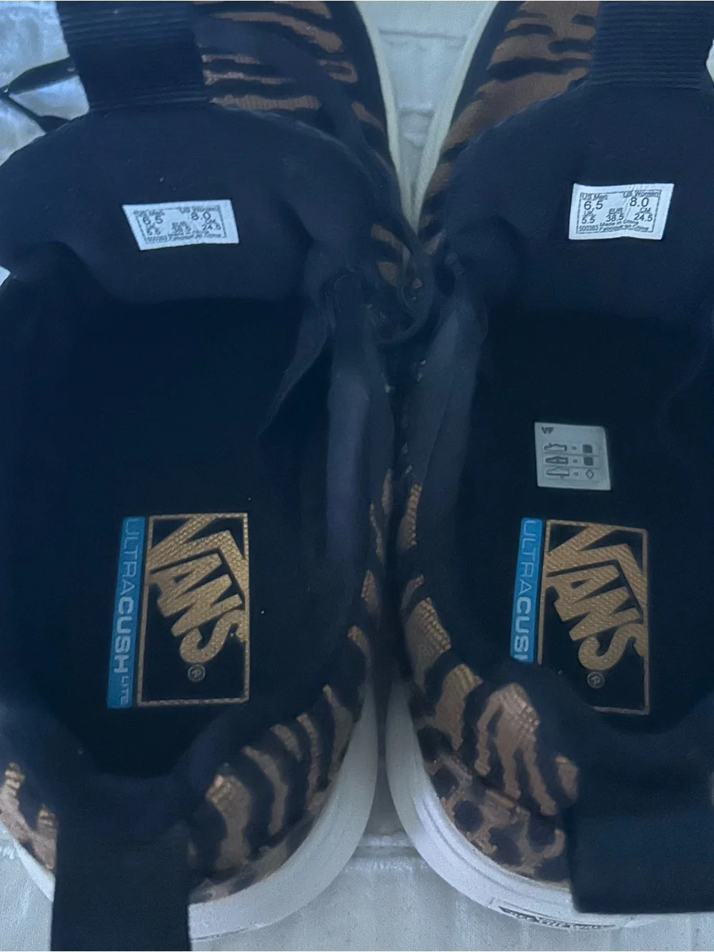 Vans UltraRange Knit Sneakers in Black and Brown Tiger Stripe
